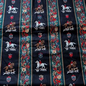 Vtg Cranston VIP Print Works Co Fabric Horse hunter Hounds Equestrian 44x152